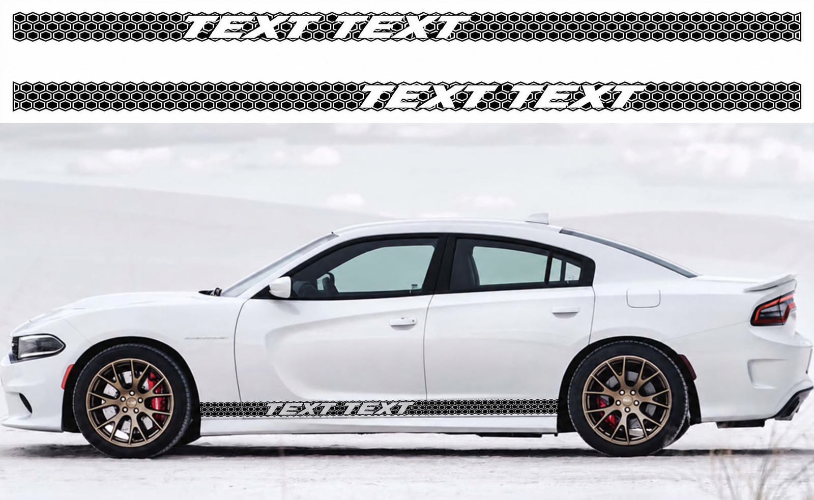 Scat Pack Style TEXT TEXT Honeycomb Stripe Set Side Rocker Panel Vinyl Decal Sticker for Dodge Charger 2011-2018
