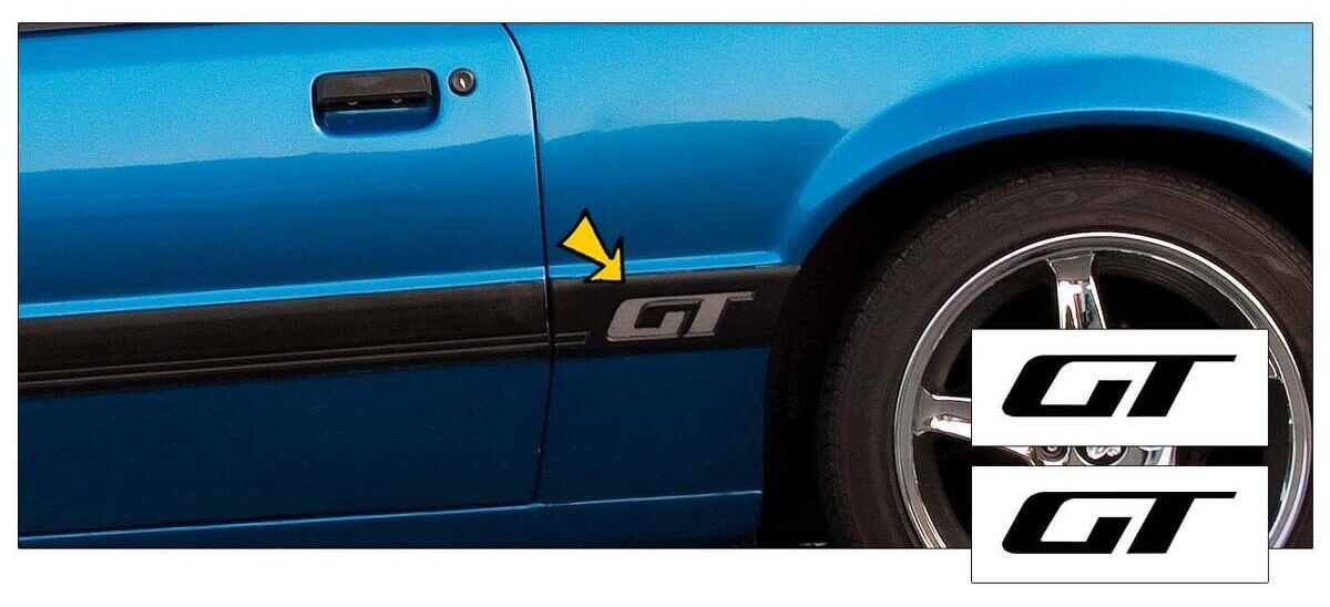 GT Logo Quarter Panel Vinyl Decal Set for Musclecar Musclecarmodel GT 1985-1986