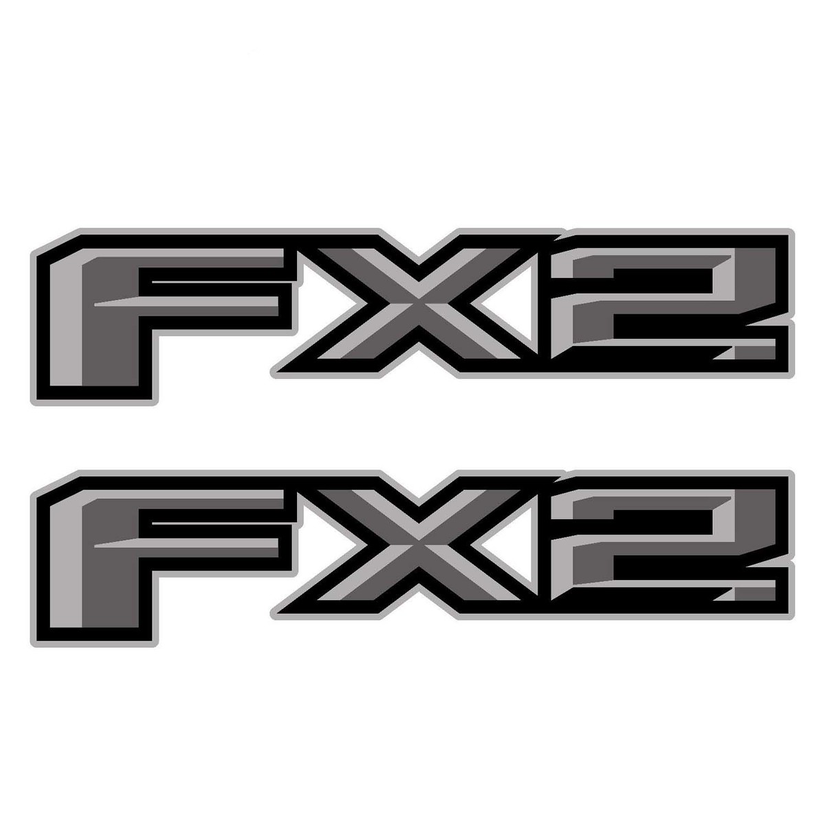 2er-Set: 2018 Ford F-150 FX2 Offroad-Vinyl-Aufkleber Pickup Truck Seitenbett-Silber