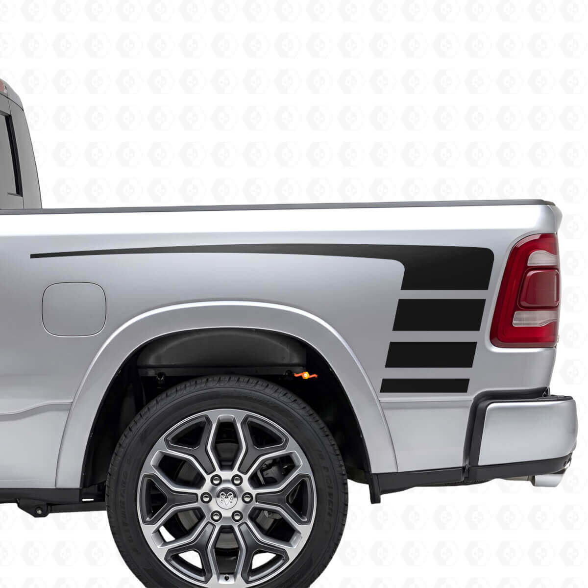 Strobe Stile Stripes Hood & Bedside Vinyl Decal Kit for Dodge Ram 1500