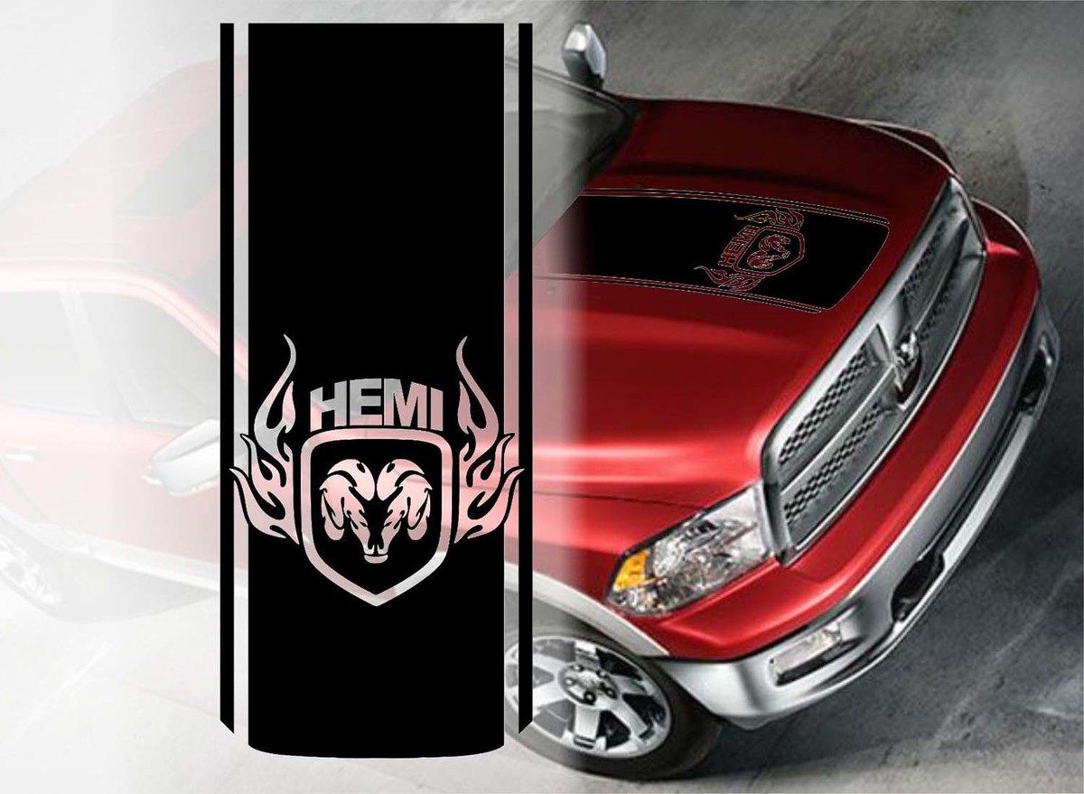 Dodge Hemi Ram Hood Vinyl Decals graphics rally stripe