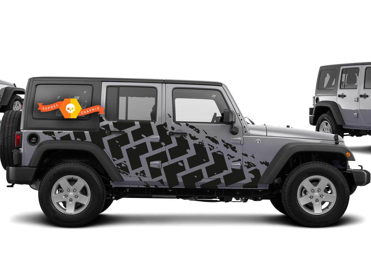 Tire Tracks Side Vinyl Decal Kit for Jeep Wrangler 2007-2016
