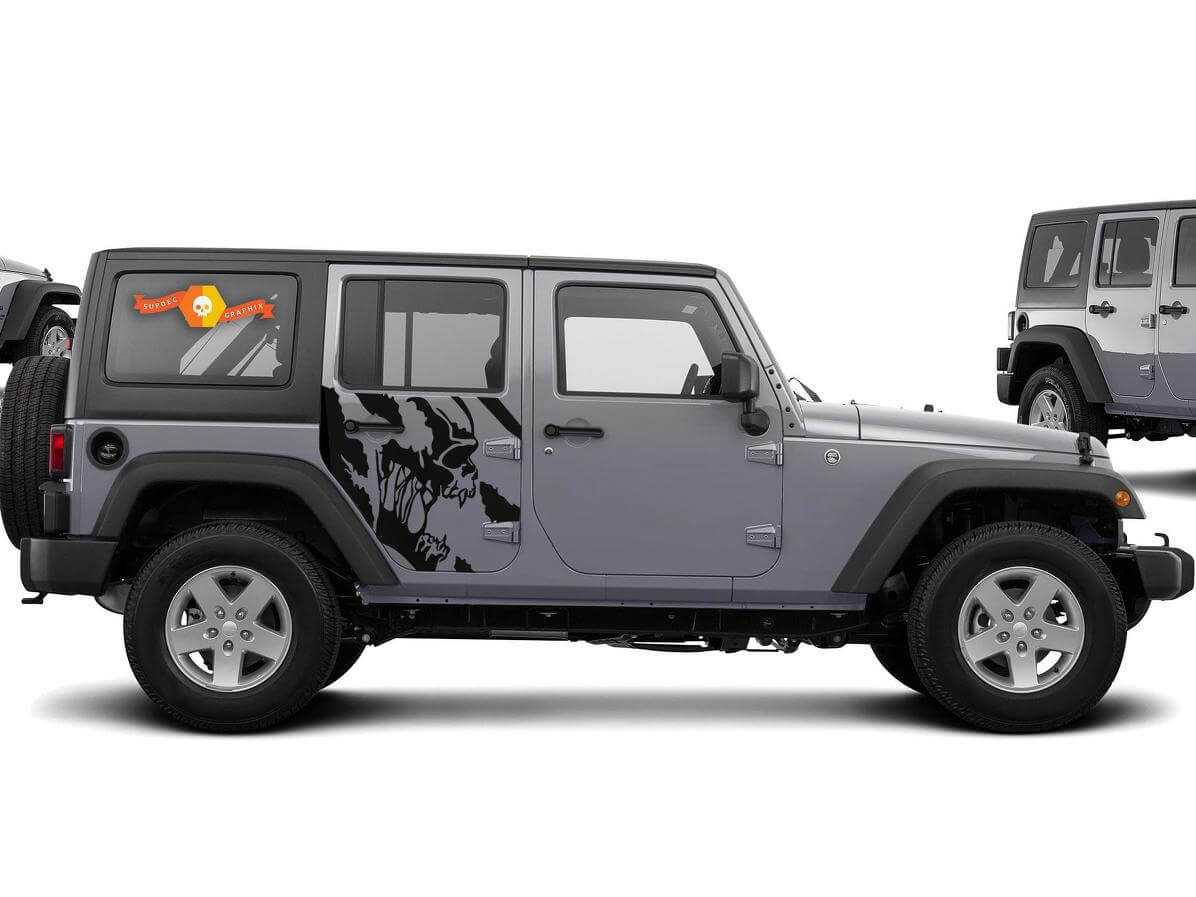 Scream Skull Side Vinyl Decal Kit for Jeep Wrangler 4-Door 2007-2016