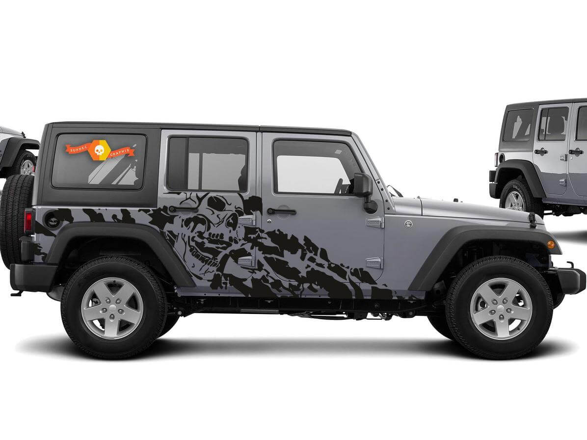 Nightmare Skull Side Vinyl Decal Kit for Jeep Wrangler 4-Door 2007-2016 