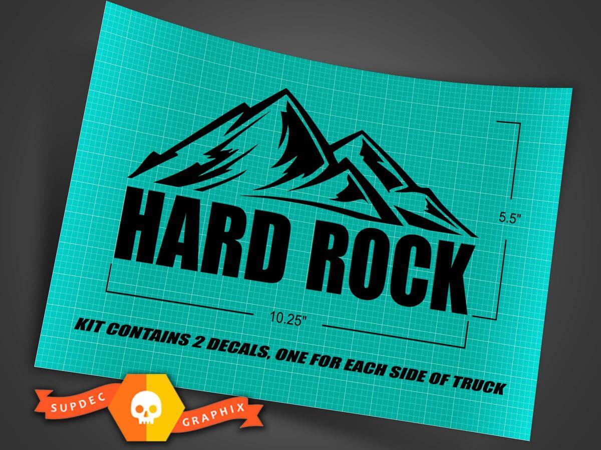 Hard Rock Mountain Side Vinyl Decal Kit for Jeep Wrangler