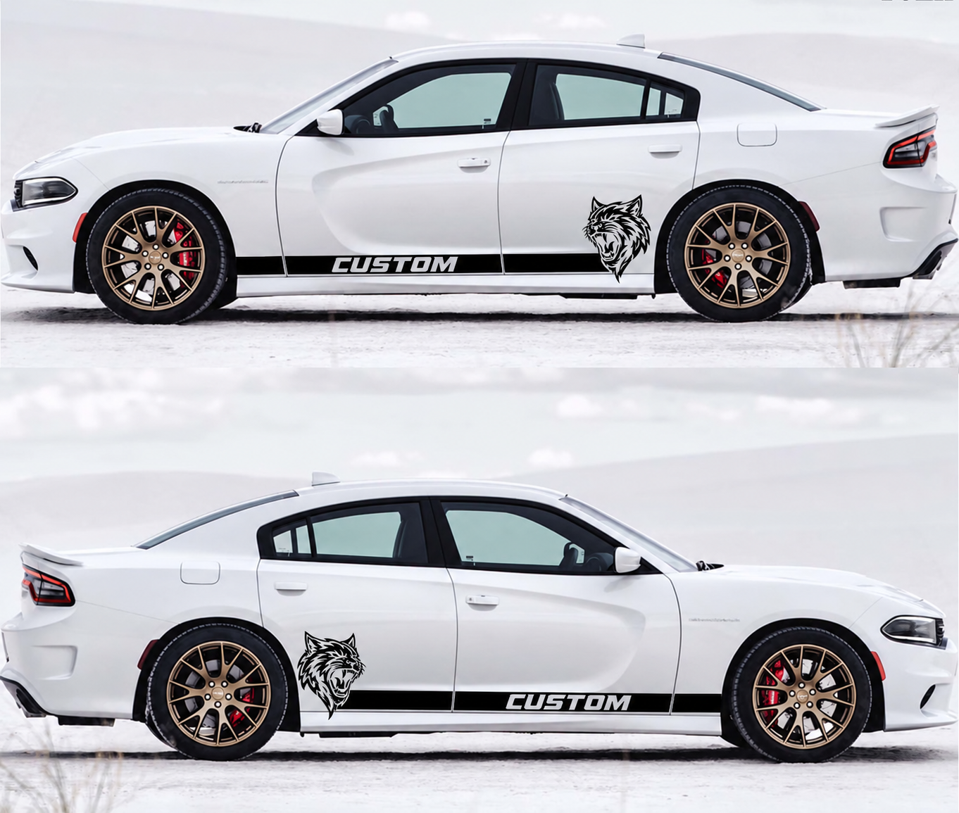 Custom Stripes & Wildcat Logo Side Vinyl Decal Sticker for Dodge Charger Hellcat 2011-2017