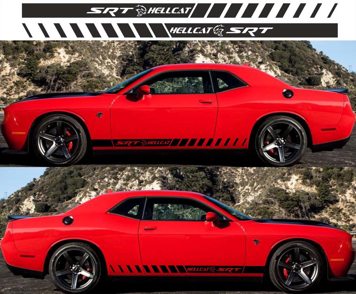 2X DODGE CHALLENGER Hellcat Side Vinyl Decals graphics rally sticker 2009 - 2018