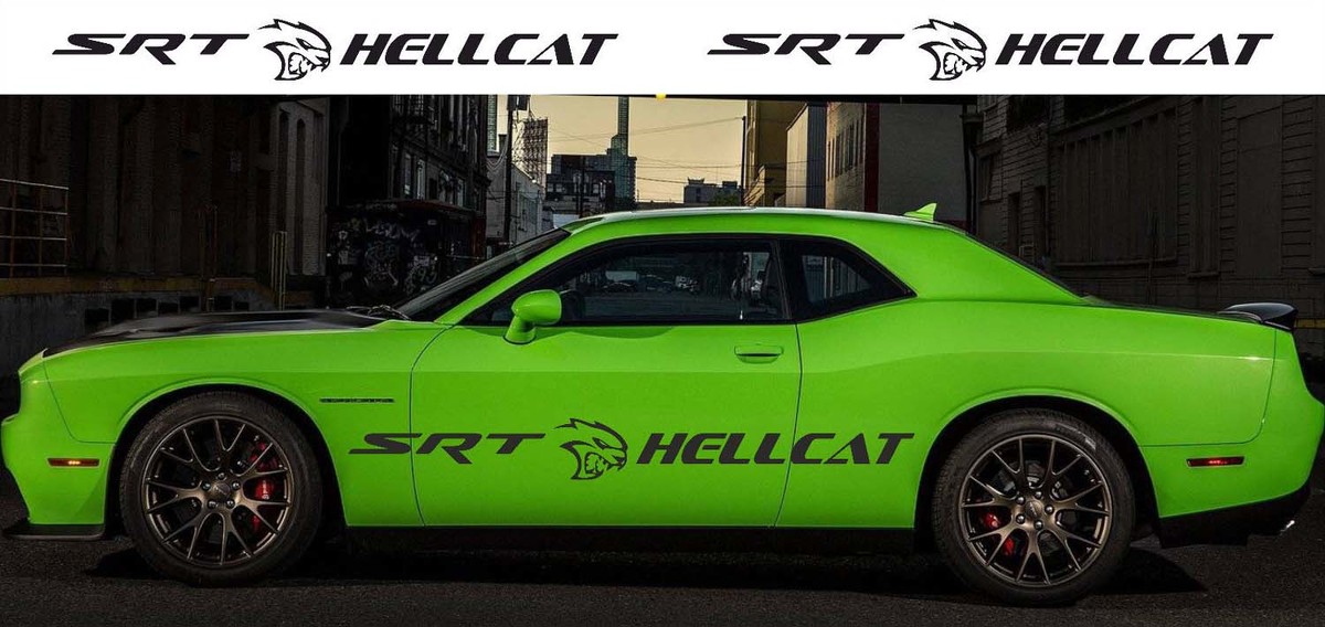 2X Dodge Challenger SRT Hellcat 2009 - 2018 Seitlicher Vinyl-Aufkleberstreifen
