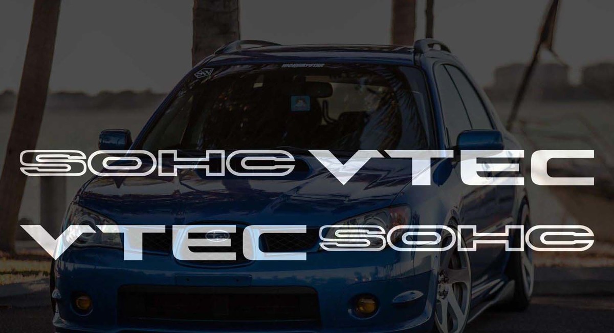 2x Vtec SOHC Decal Etiqueta engomada - D16 B16 B18 B20 Civic JDM Honda Vtec Si Type R