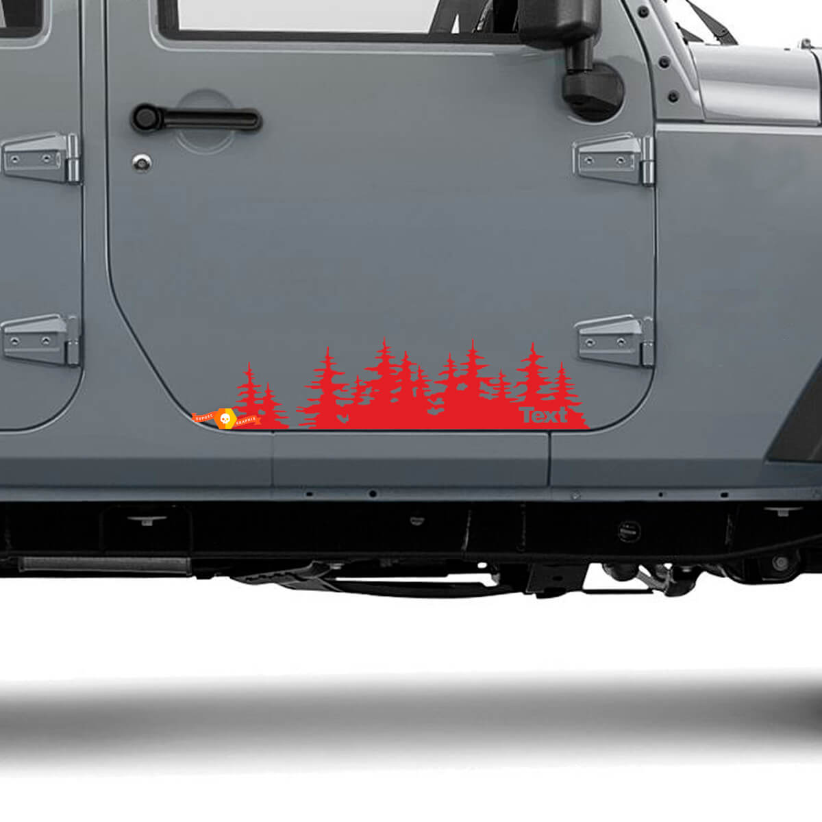 Tree Forest Die Cut Vinyl Door Sticker PNW Pine Trees Woods Silhouette Graphic for Jeep