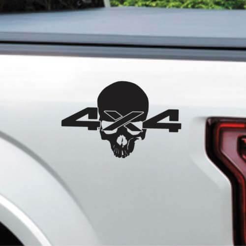 2x Skull 4x4 Logo Decals Vinyl Sticker Truck Bed for Dodge Ram 1500