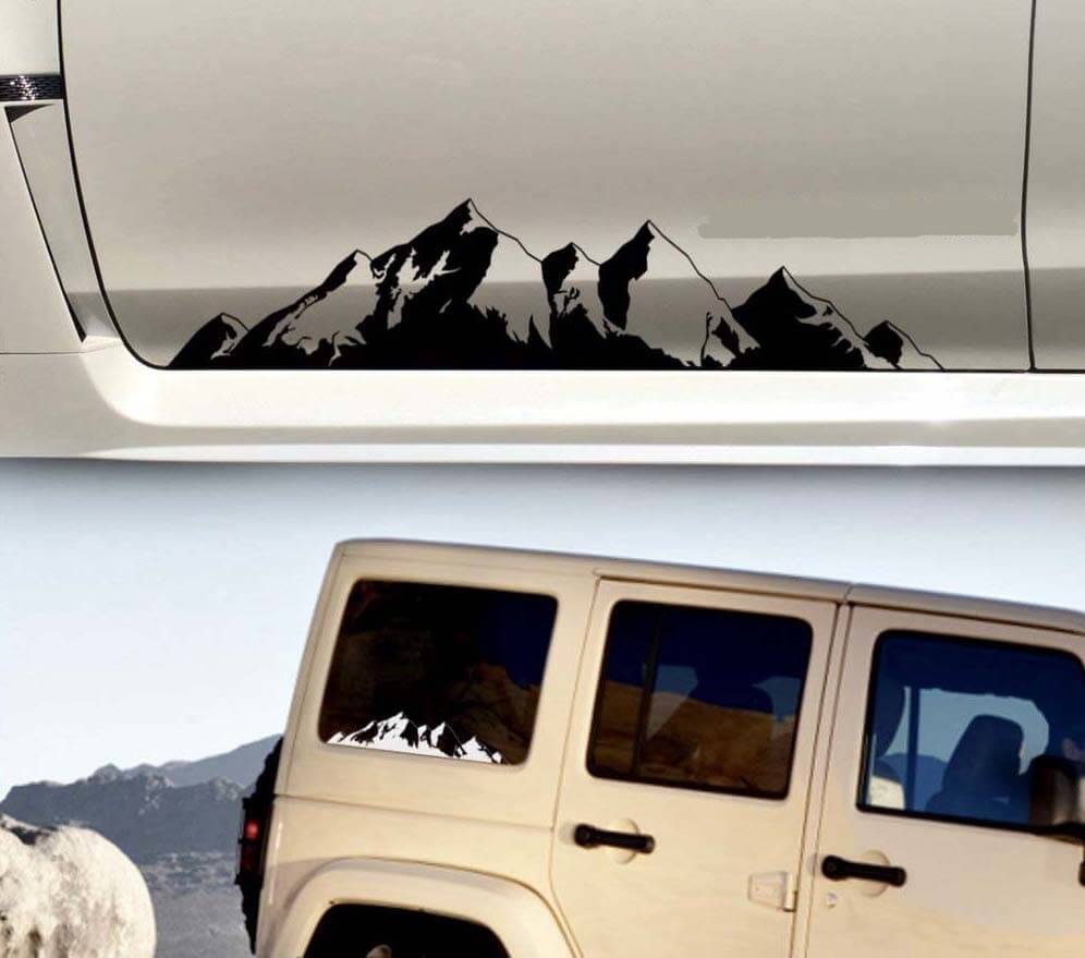 Mountain Range Silhouette Vinyl Decal Set for Car Truck SUV Camper
