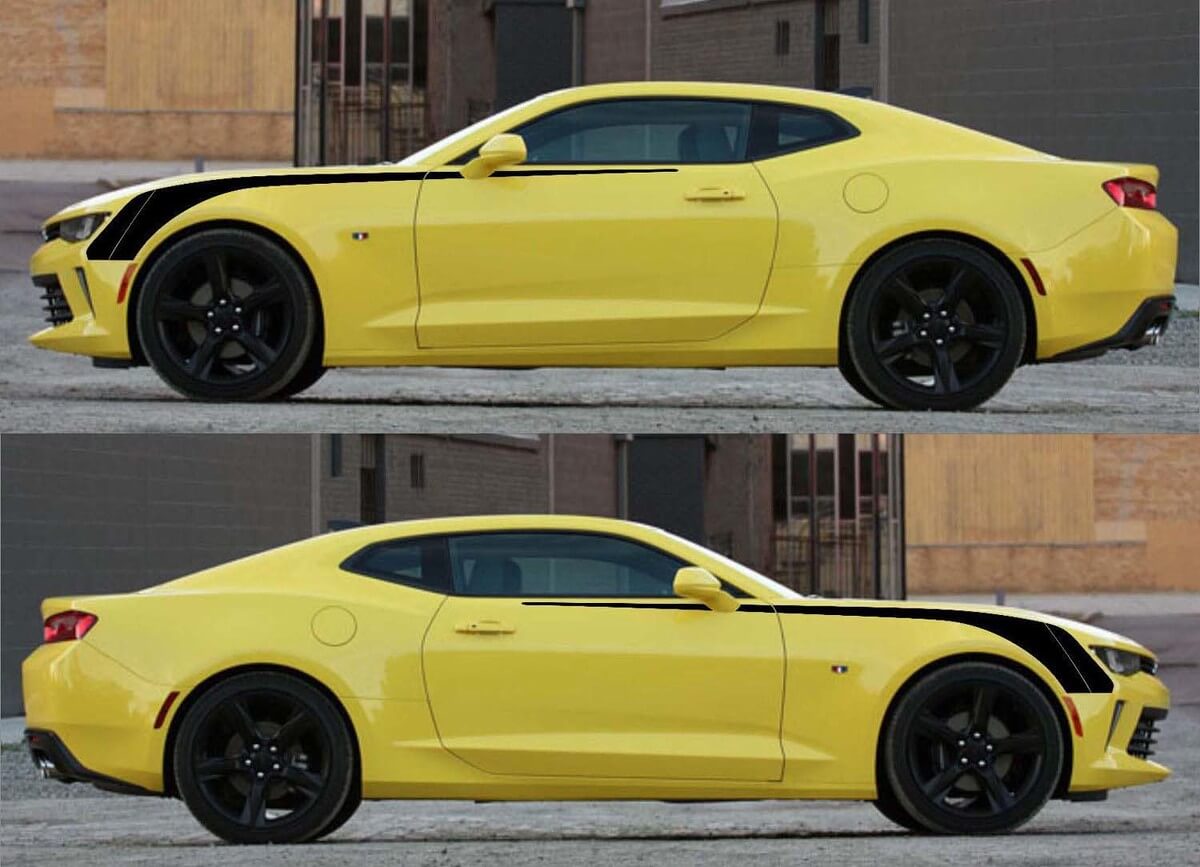 Front Hockey Stripe Pair Side Front Fender Vinyl Decal Sticker for Chevrolet Camaro 2016-2018