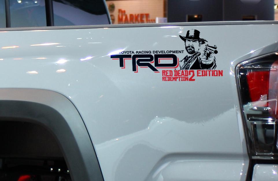 Pair of TRD Red Dead Redemption Edition bed side decals stickers 2