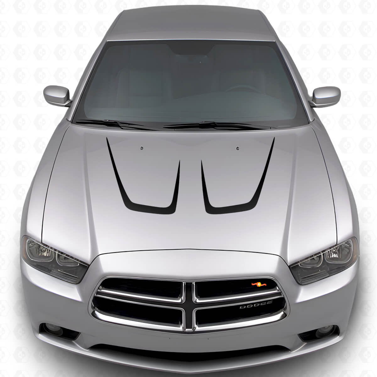 Twin Cambered Hood Stripe Vinyl Decal Kit for Dodge Charger 2011-2014