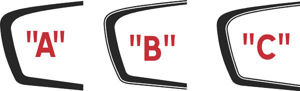 Extended Length Side Scallop Accent Stripe Kit for Dodge Charger