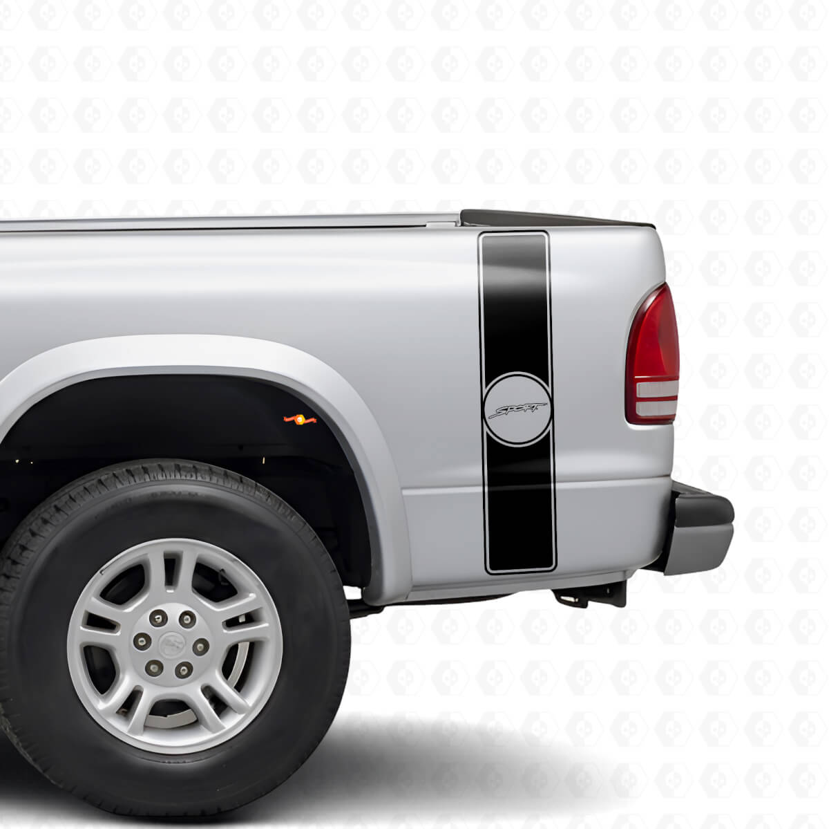 Sport Retro Style Rear Side Stripes Vinyl Decal Kit for Dodge Dakota 1997+