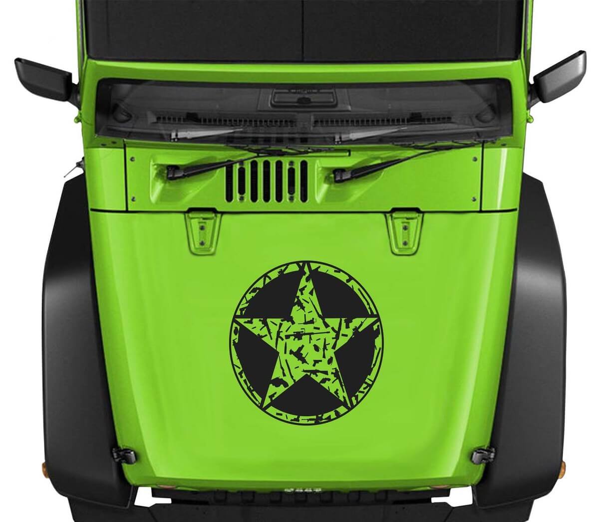 Oscar Mike M4 AK Bullet Star Hood Vinyl Decal for Jeep Wrangler 