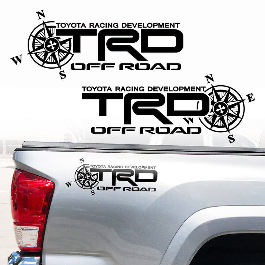 TRD Off Road Compass Bed Side Vinyl Decal Kit for Toyota Tacoma Tundra