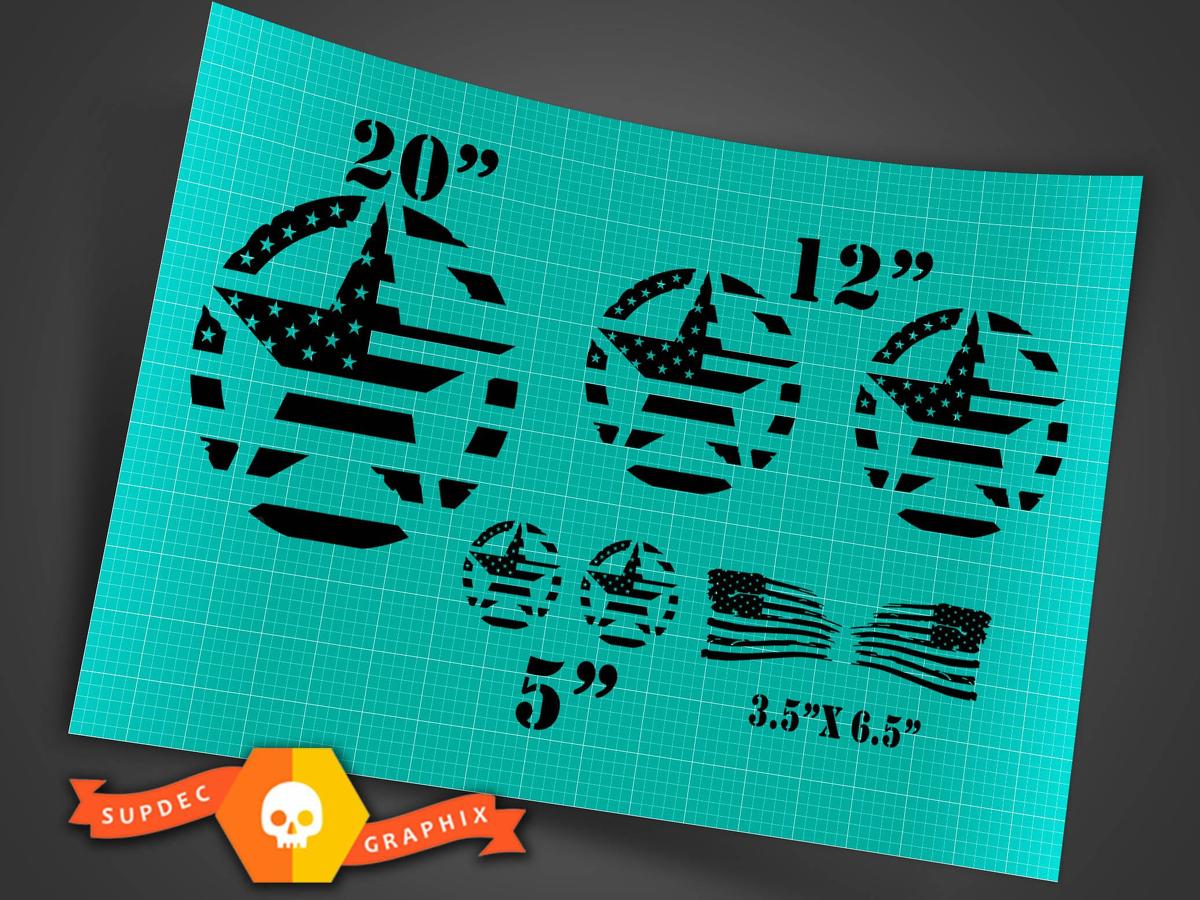 Military Stars in USA Flag Style Full Kit Vinyl Decal Sticker