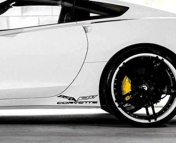 Corvette Flag Rocker Panel Vinyl Decal Kit for Chevy Corvette Z06 C6-7 2005-2018