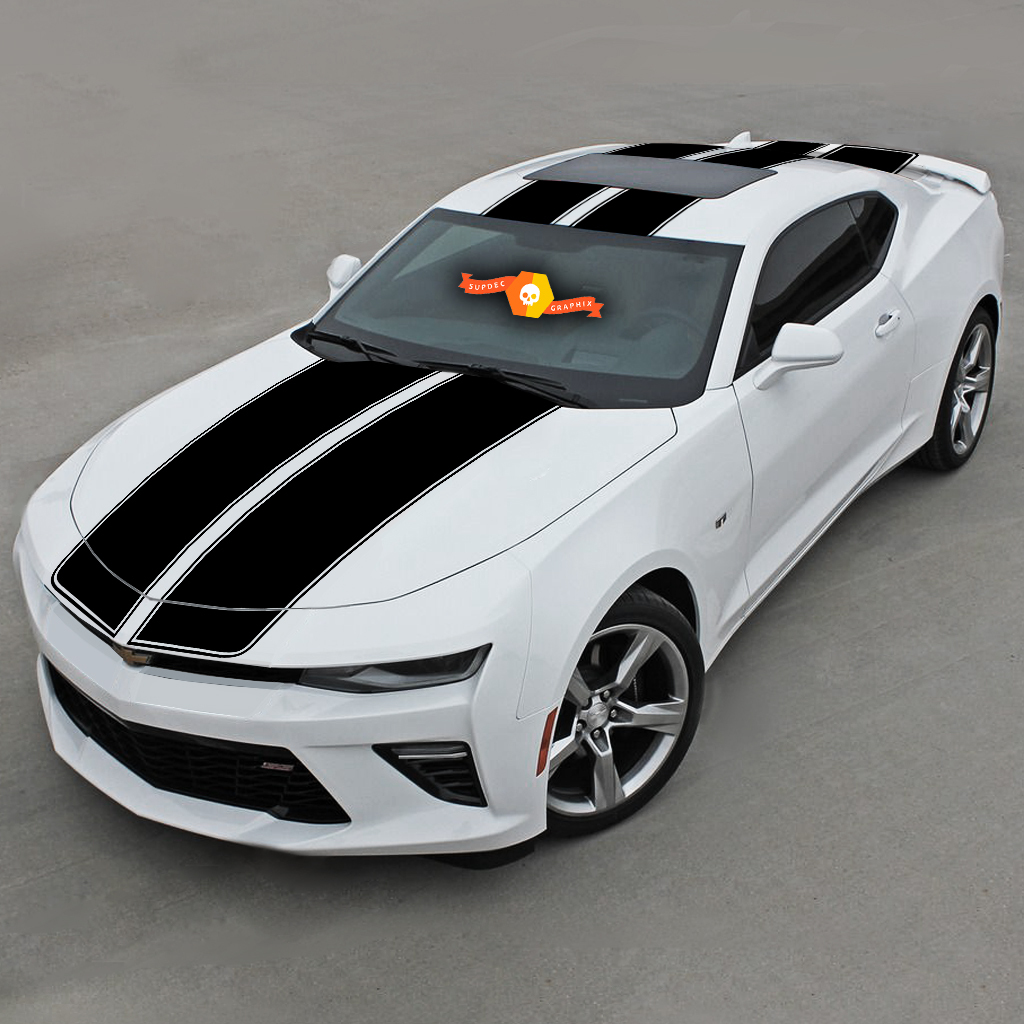 CHEVROLET CAMARO 2016-2018 TOP DOUBLE STRIPES WITH PINSTRIPES