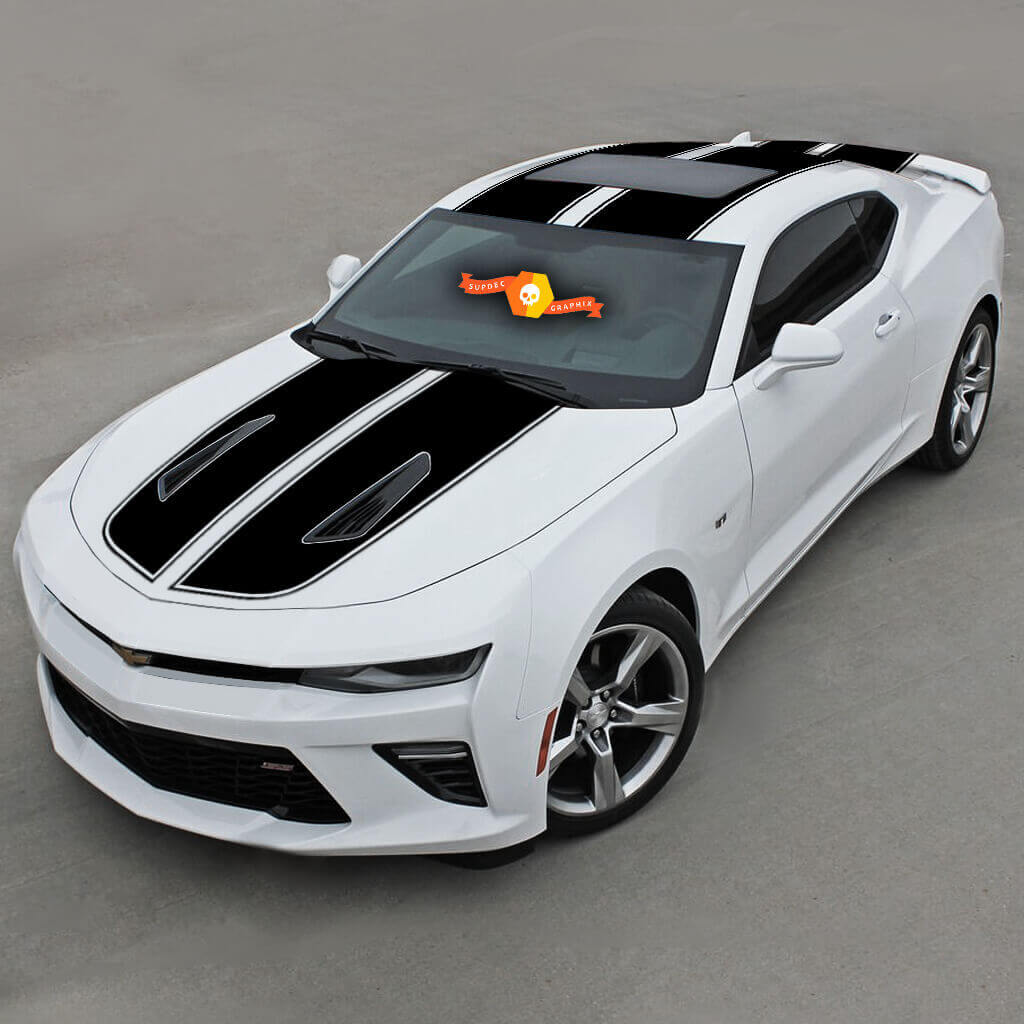 Top Double Vinyl Stripes W/ Pinstripes Vinyl Decal Sticker for Chevrolet Camaro 2