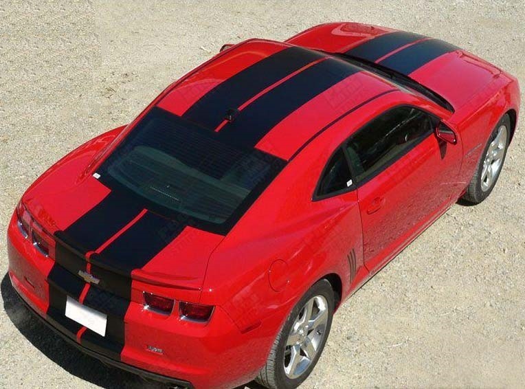 Pace Style Twin Rally Stripe Kit Hood Roof Trunk Rear Bumper Front Bumper Vinyl Decal Sticker for Chevrolet Camaro 2010-2015_2