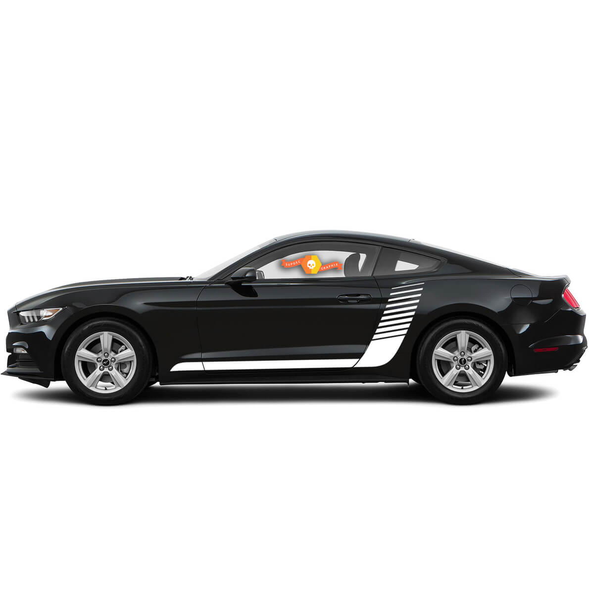 Side Hockey Style Strobe Stripes Vinyl Decals for Ford Mustang 2015-2020