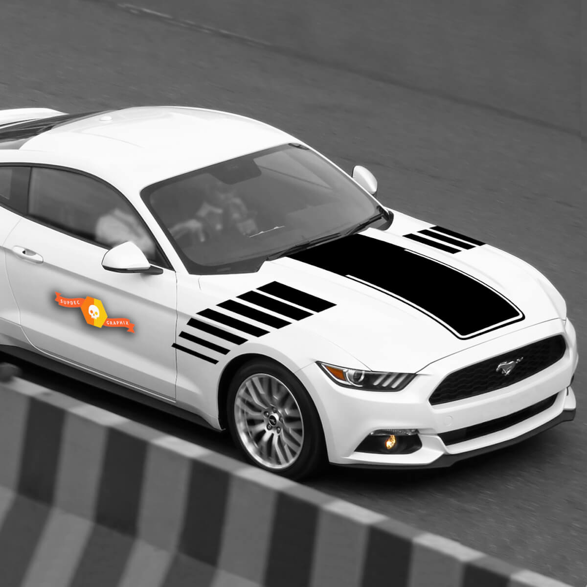 Ford Mustang 2015-2020 Hood And Side Strobe Accent Decals Stripes