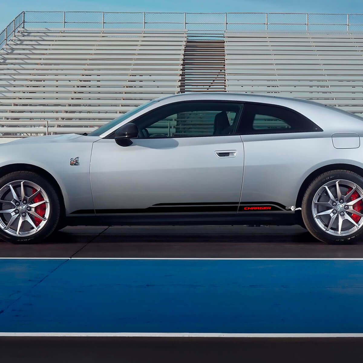 Side Rocker Panel Decal Stripes Two-Color Vinyl for Dodge Charger Electric