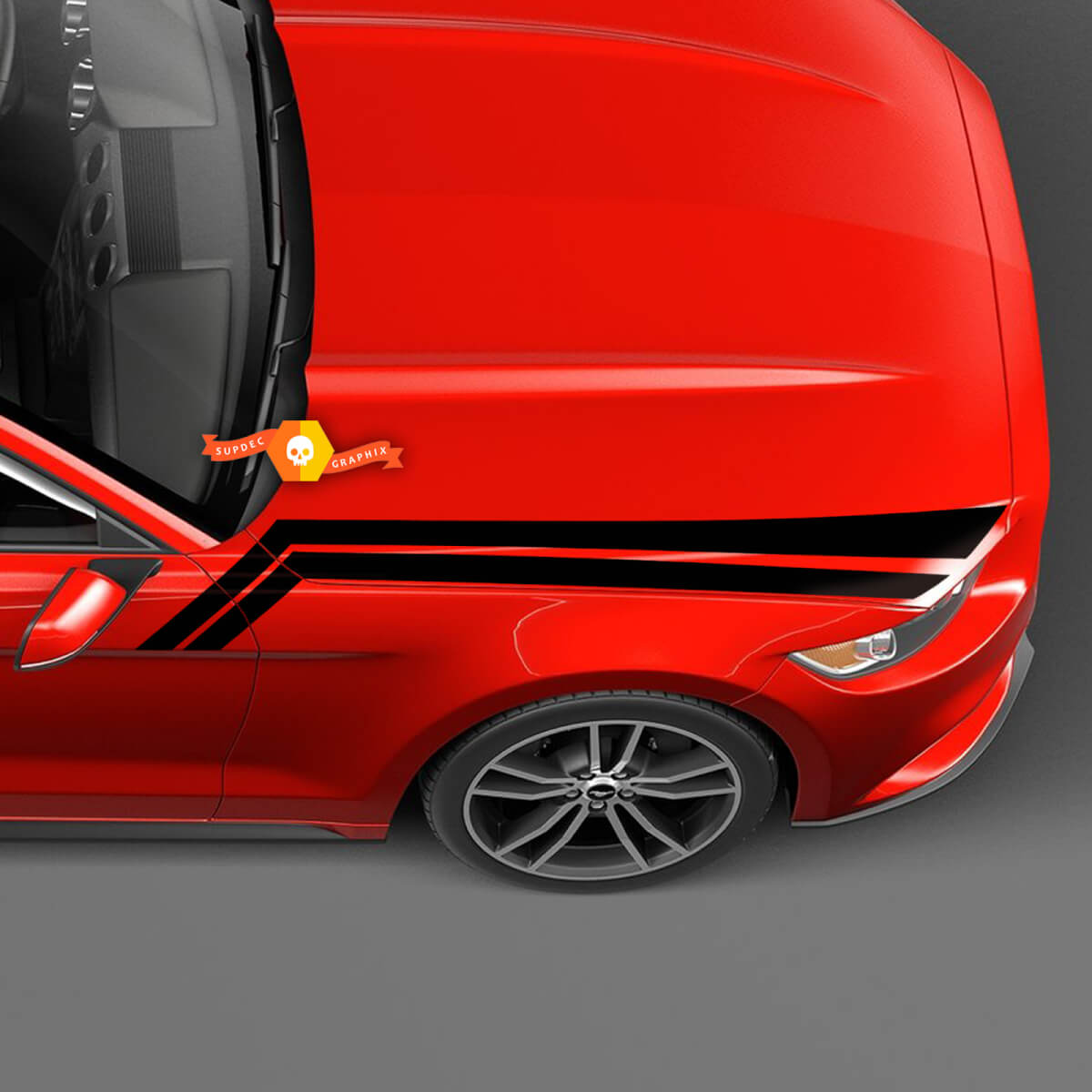 Hood to Side Thunderbolt Stripes For Ford Mustang Decal Sticker