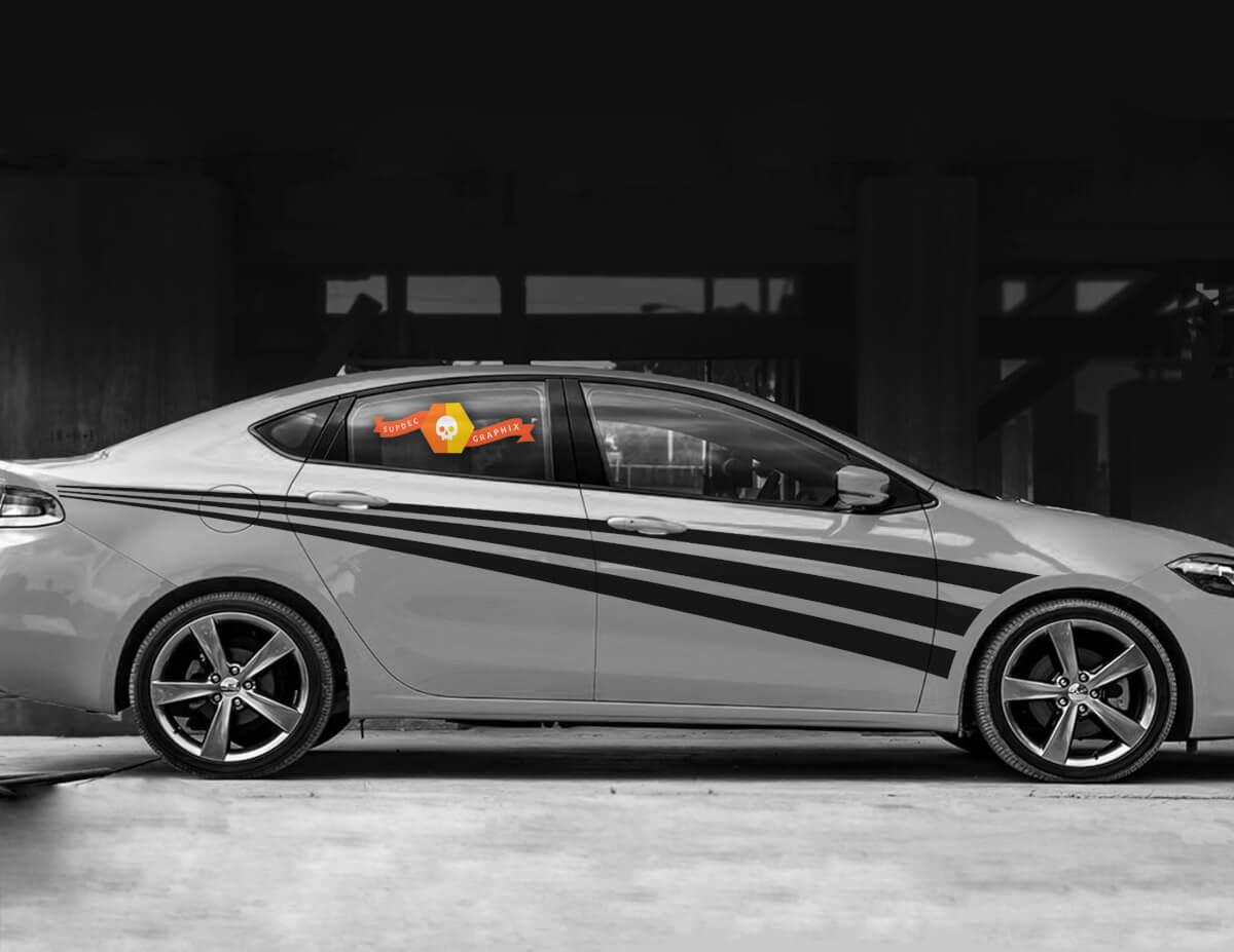 Side Accent Triple Stripes Vinyl Decal Sticker for Dodge Dart