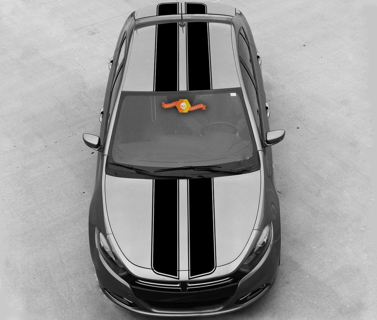 Double Outline Stripes Top-Side Vinyl Decal Kit for Dodge Dart 2013-20