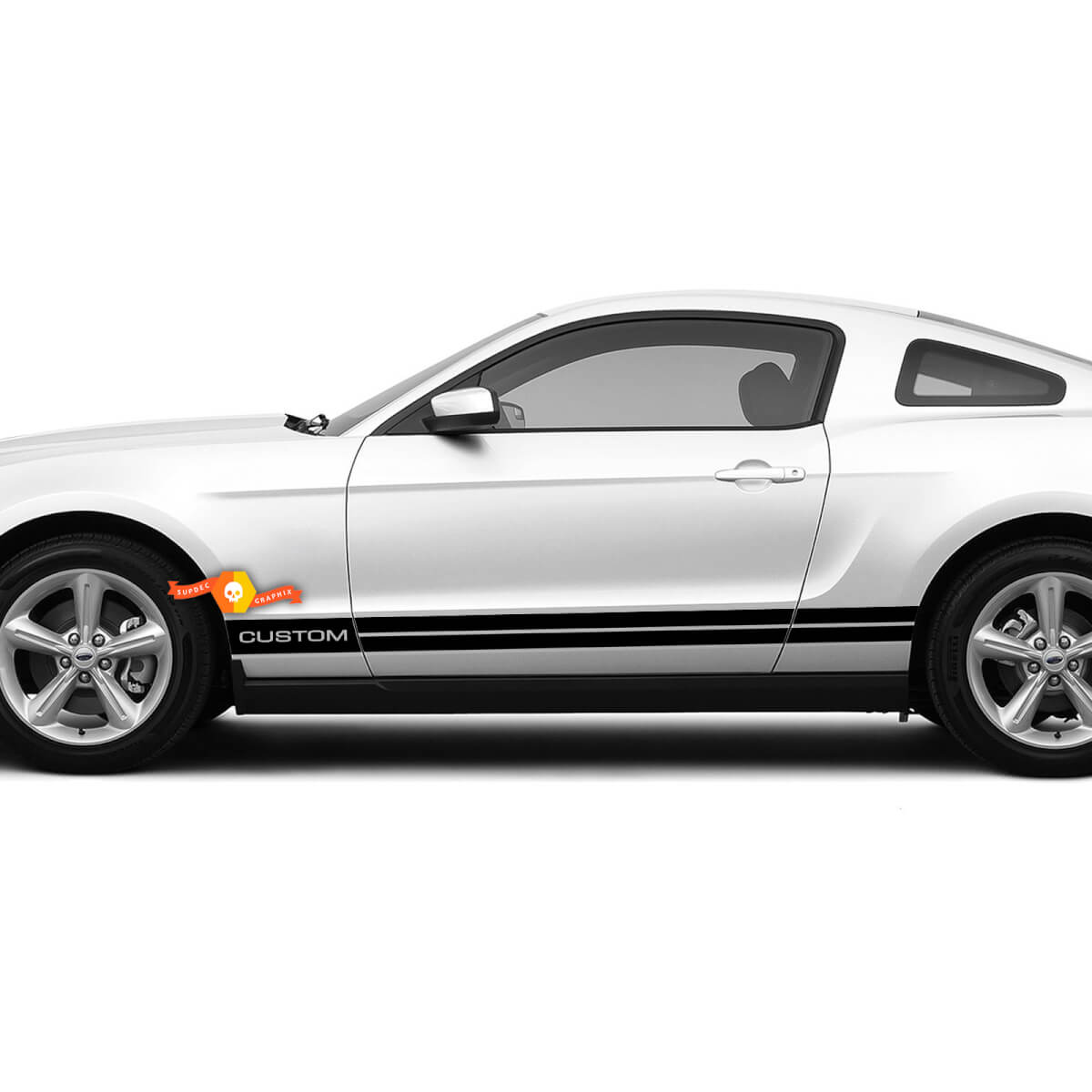 Rocker Panel Custom Text for Ford Mustang 2005 - 2024 Decals Stickers Stripes