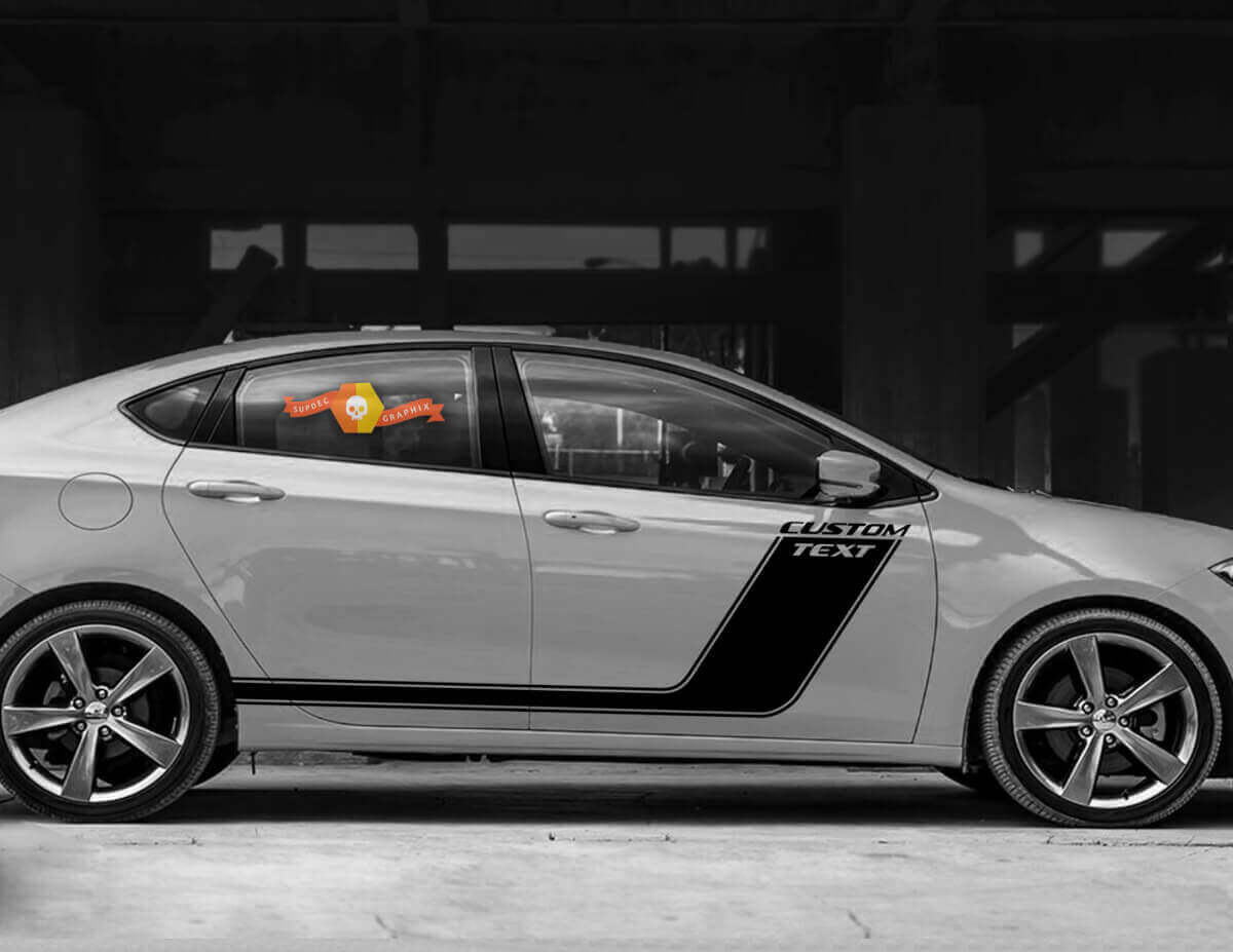 Cutom Text Side Accent Sport Stripes Vinyl Decal Sticker 2 For Dodge Dart