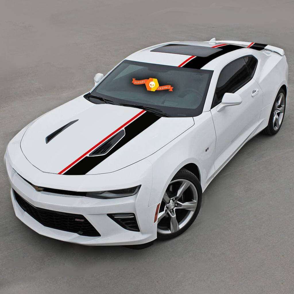 Twin Top Side Stripes Vinyl Decal For Chevrolet Camaro 2016-2018 