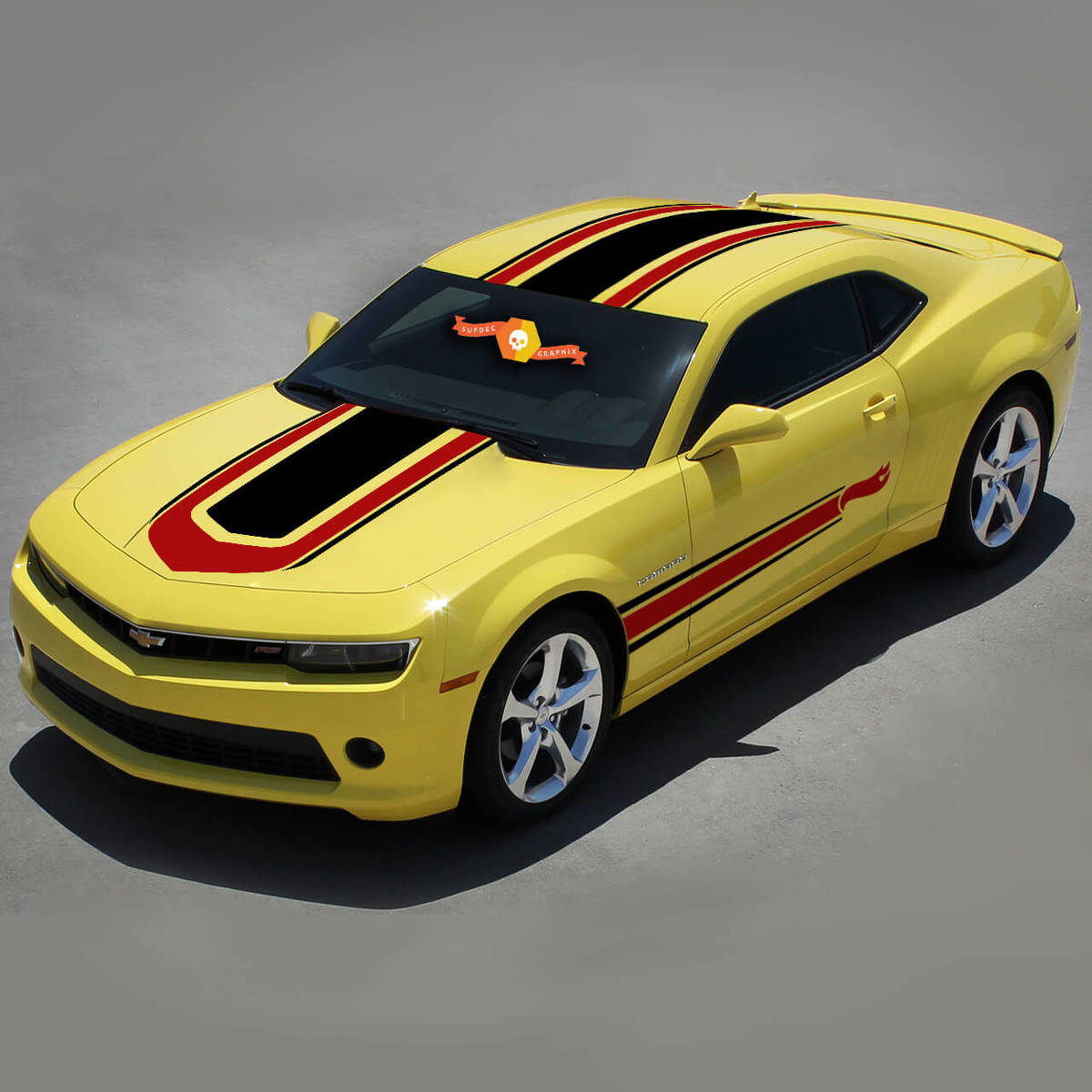 Chevrolet Camaro 2010-2015 Hot Wheels Style Top And Side 2 Colors Stripes
