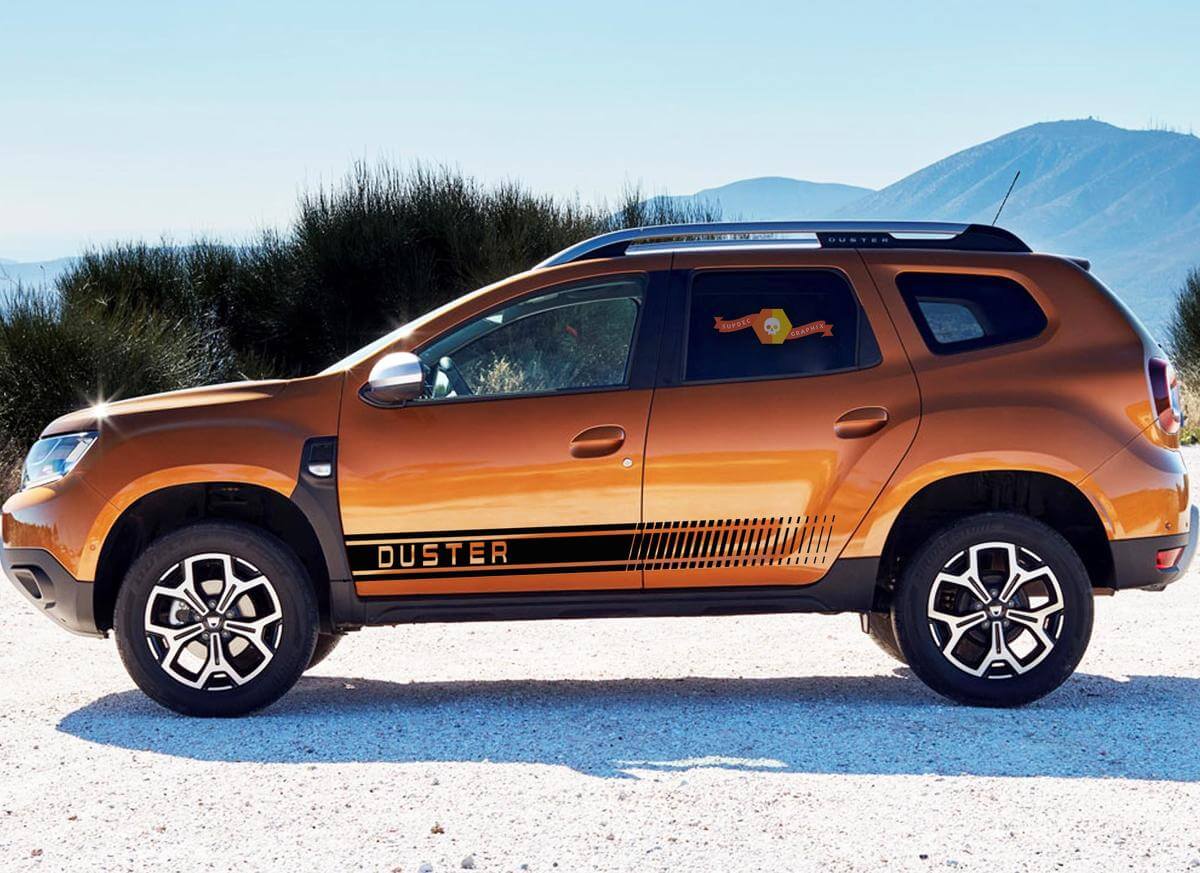 Branded Checkered Side Stripes Vinyl Decal Kit For Renault Dacia Duster 2010-18