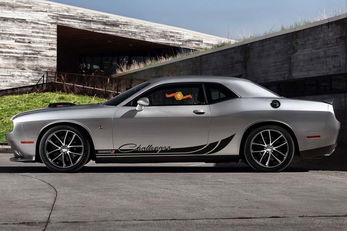 2x Racing Stripe graphic vinyl body decal sticker logo 2 colors for Dodge Challenger