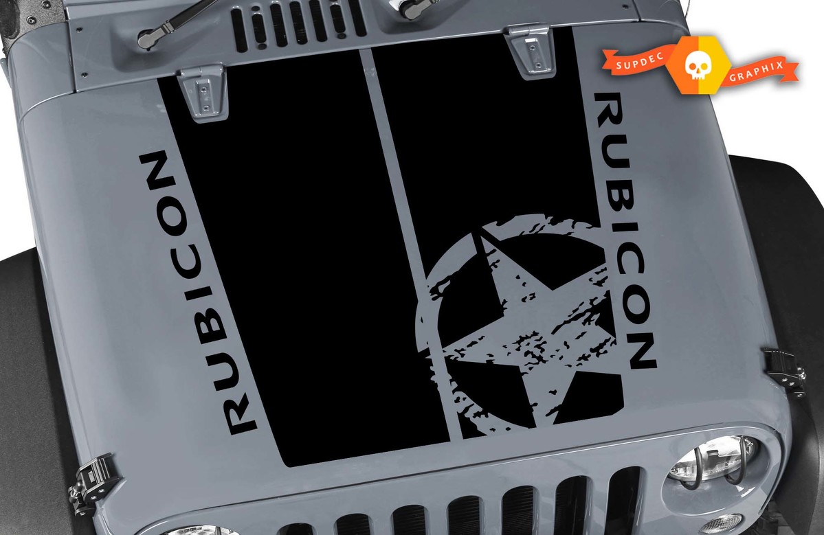 thumbnail image 2 of Jeep Rubicon Hood Decals – 2-Pack – Multiple Colors – Vinyl Die-Cut Stickers For Wrangler Gladiator 2 of 2