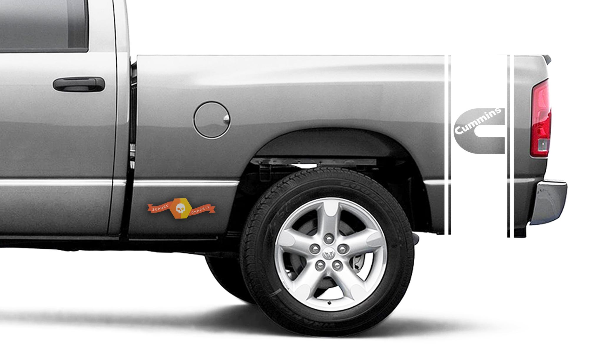 DECALS Truck CUMMINS TURBO DIESEL Bed 2 STRIPE Vinyl Sticker