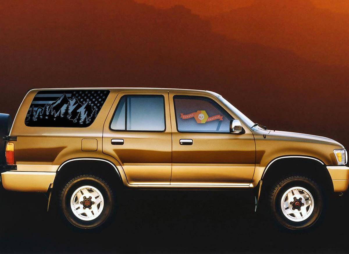 Mountain Style USA Flag Rear Window Vinyl Decal For Toyota 4Runner 1990-1995