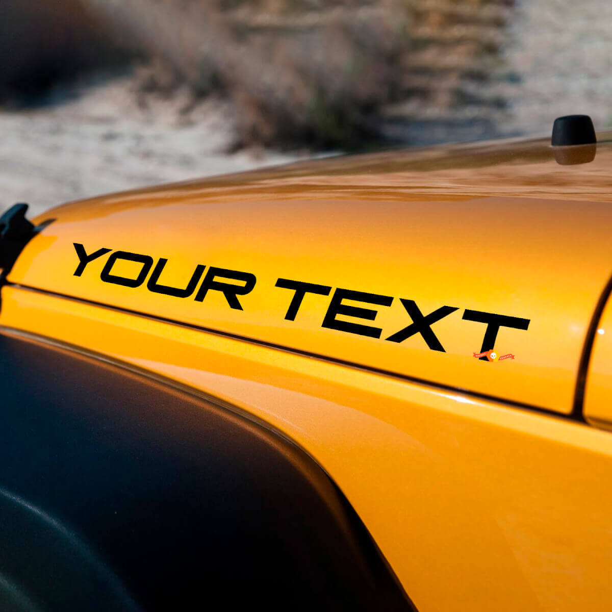 Custom Text Hood Vinyl Decals Set for Jeep Wrangler YJ