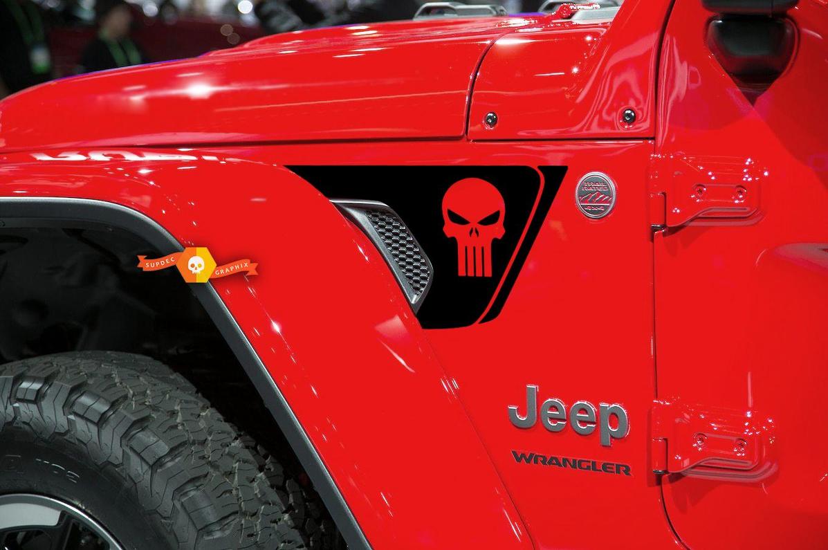Punisher Skull Vent Fender Vinyl Decal Sticker for Jeep Wrangler