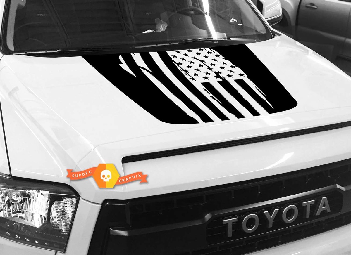 Hood USA Distressed Flag Grafik Aufkleber für TOYOTA TUNDRA 2014 2015 2016 2017 2018 2018 # 7
