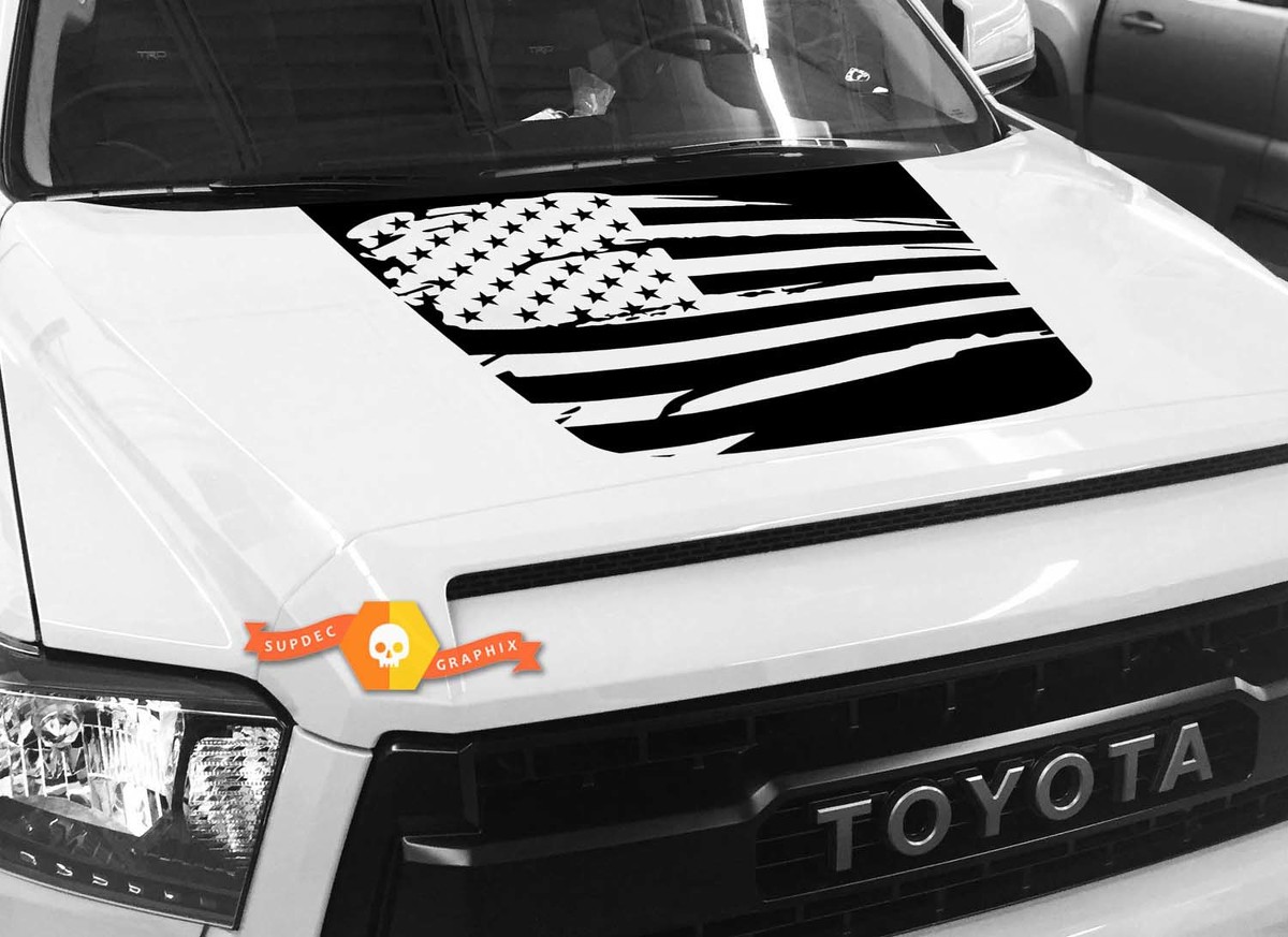 Hood USA Distressed Flag Grafik Aufkleber für TOYOTA TUNDRA 2014 2015 2016 2017 2018 # 8