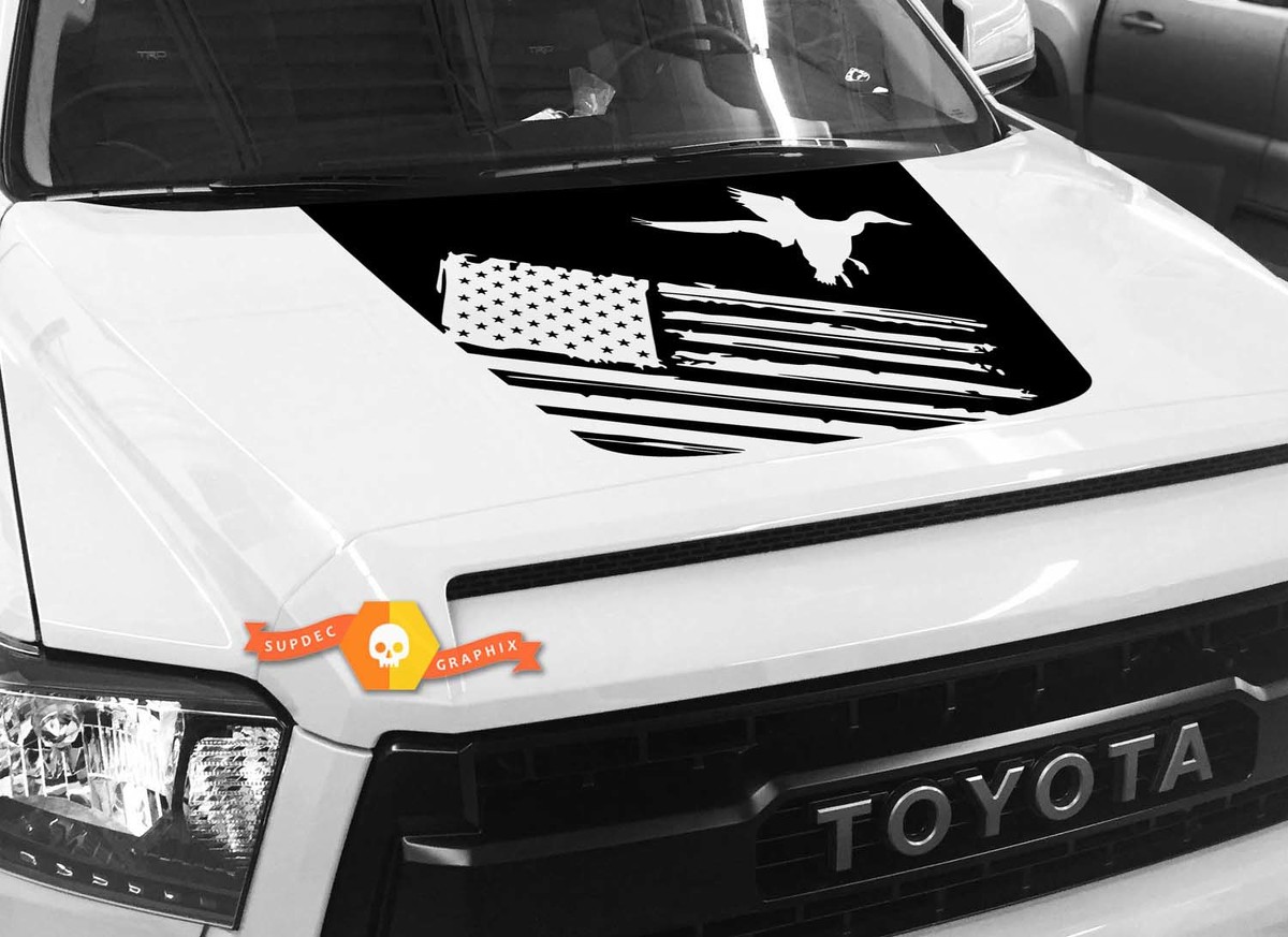 Hood USA Distressed Flag Ducks graphics Sticker Decal for TOYOTA TUNDRA 2014 2015 2016 2017 2018 #15