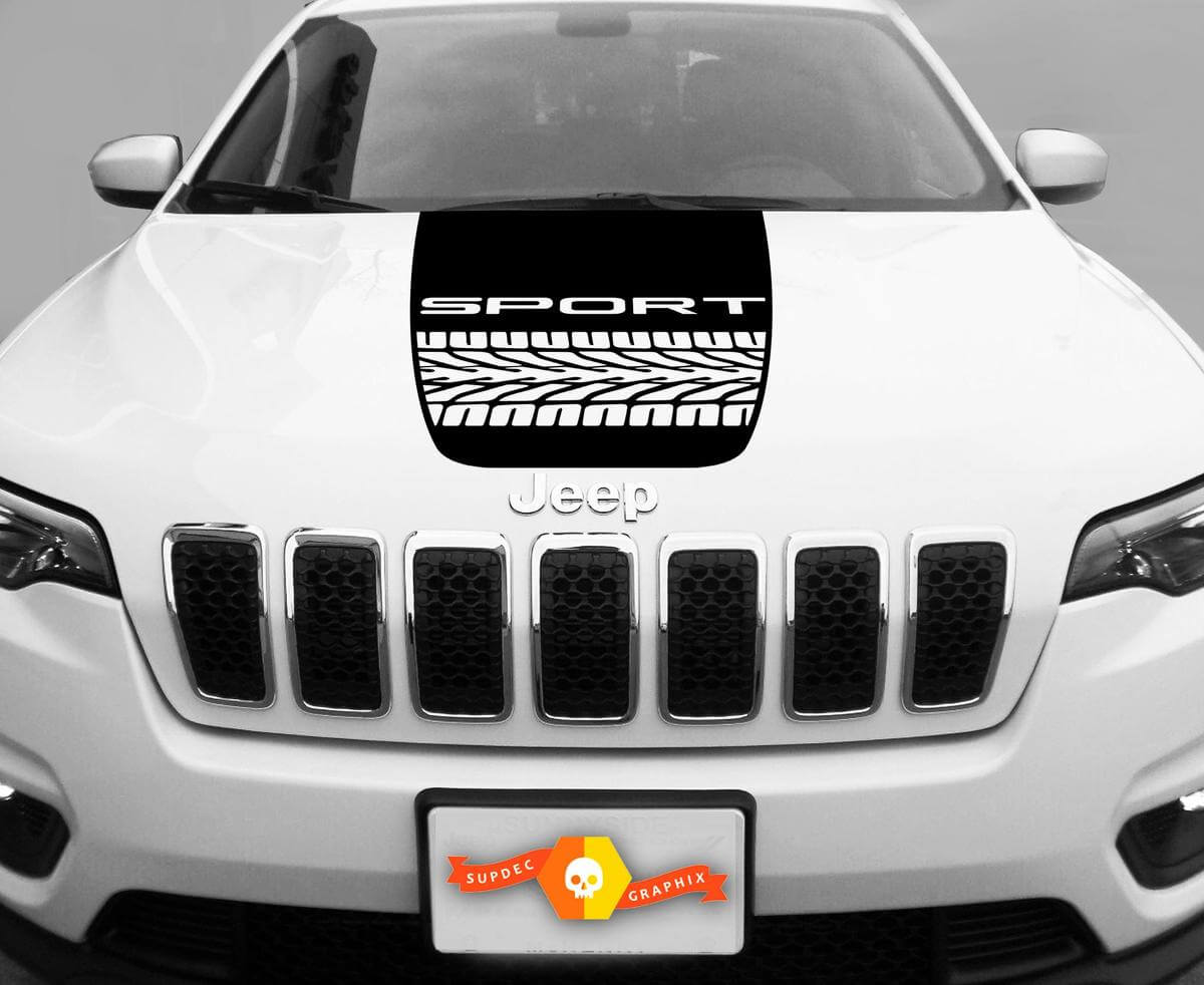 Tire Track Trail Rated Sport Vinyl Hood Graphic Decal Sticker for Jeep Cherokee
