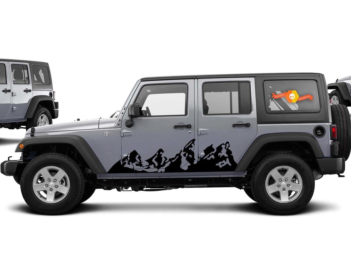 2 Jeep Wrangler Mountains für die ganze Seite des Jeeps Tj Jk Jku Wählen Sie Farbe